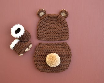 Newborn Baby Bear Outfit Crochet Baby Bear Outfit Newborn Boy Photo Outfit Bear Photography Prop Crochet Baby Outfit Baby Animal Set