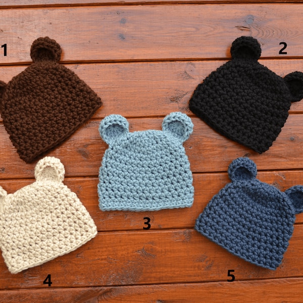 Baby Bear Hat Baby Boy Girl Bear Hat Crochet Baby Hat Baby Bear Beanie Newborn Bear Hat Newborn Photo Prop Baby Boy Girl Beanie