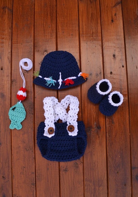 Newborn Fishing Outfit Baby Fishing Outfit Baby Crochet Baby