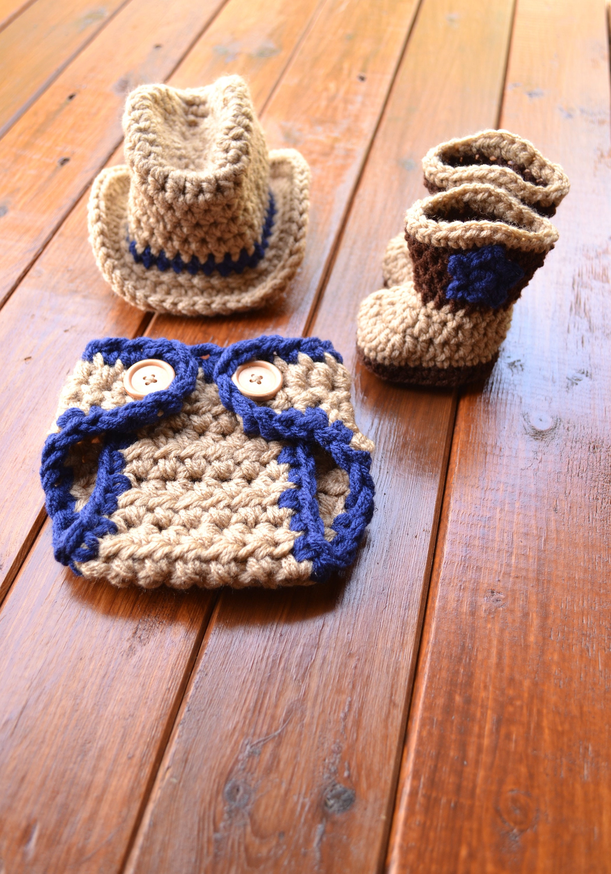 Crochet cowboy shop outfit