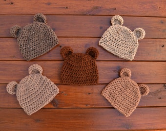 Baby Bear Beanie \u2022 Crochet Hat \u2022 Baby Bear Hat \u2022 Baby Beanie \u2022 Winter Baby Accessories\u2022 Baby Winter Hat \u2022 Chunky Baby Hat \u2022 Warm Baby Beanie