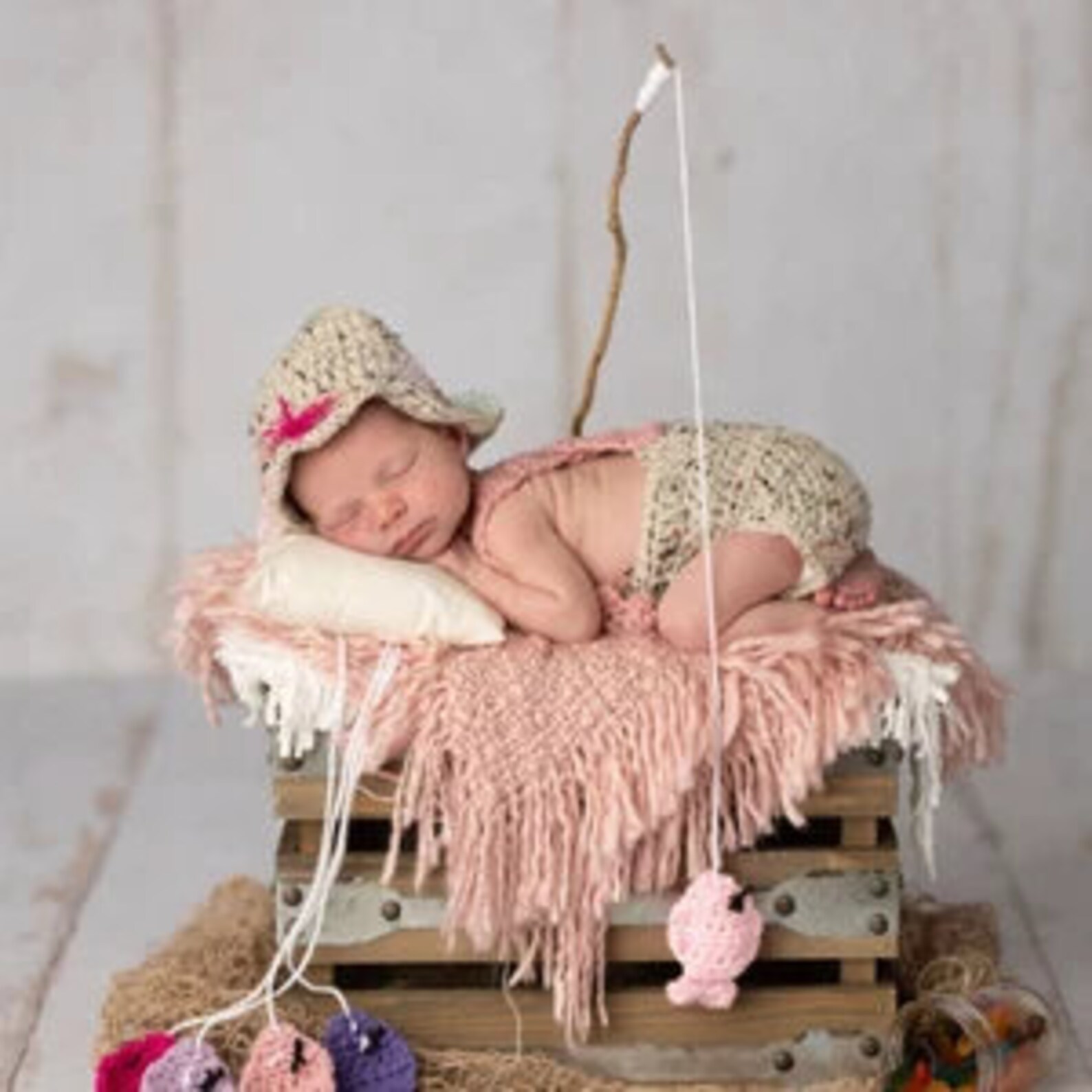 Newborn Fishing Outfit Girl Crochet Fishing Outfit Baby Girl Etsy