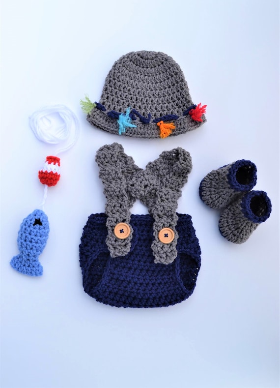 Buy Newborn Baby Fishing Costume Outfit Crochet Fishing Outfit Fisherman  Outfit for Baby Baby Photography Props Baby Boy Newborn Photo Outfit Online  in India 