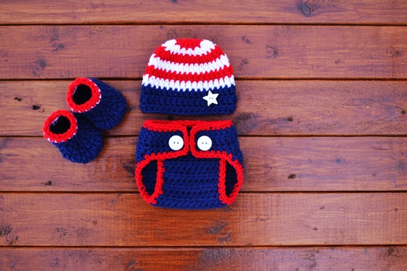 4th of July Crochet Baby Outfit, Newborn Baby Crochet Clothes