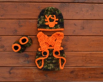 Baby Hunting Outfit, Newborn Preemie Camo, Camouflage clothing, Photo Prop, Gift