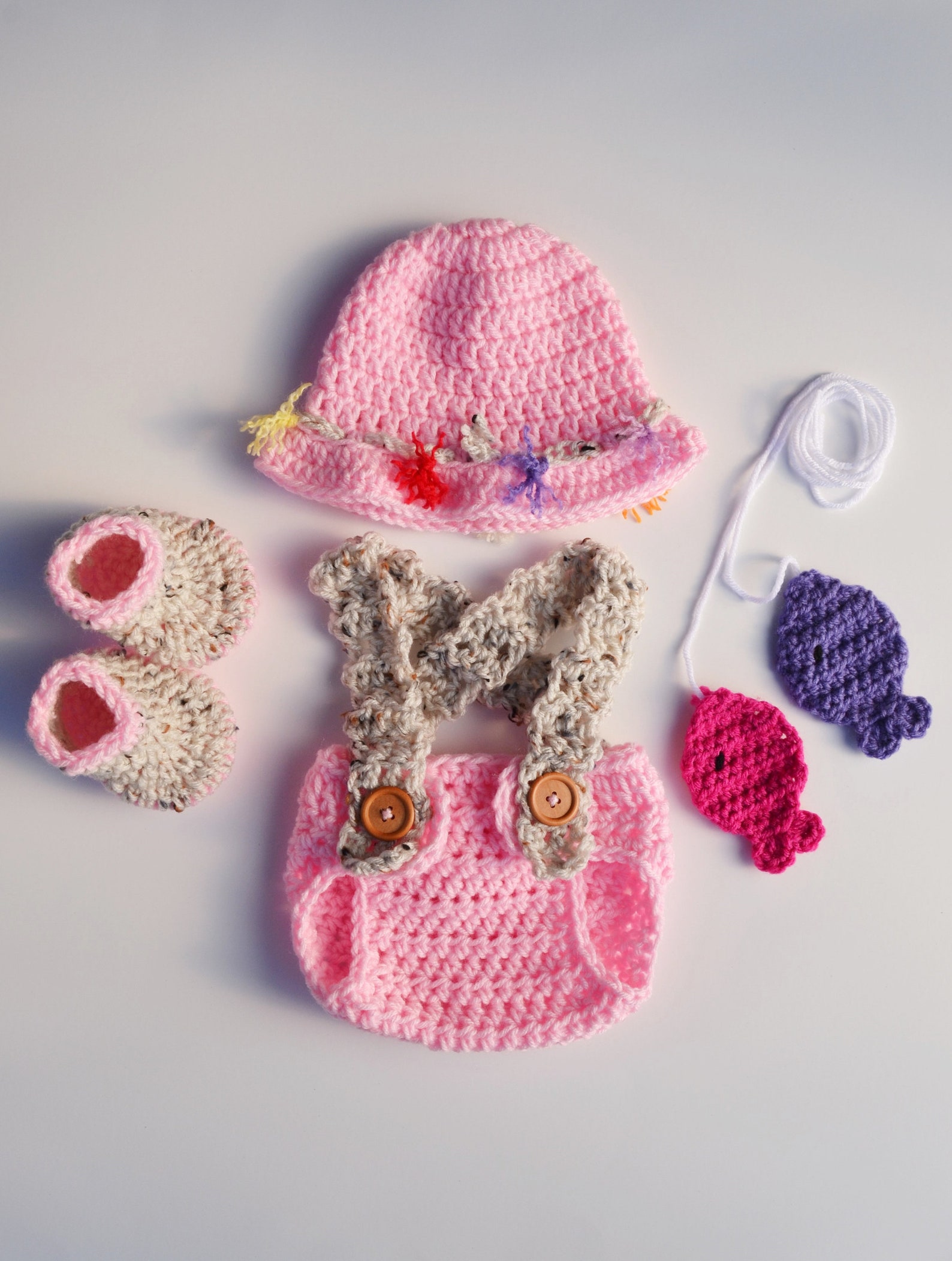 Newborn Fishing Outfit Baby Girl Fishing Outfit Pink Fishing Outfit Fishing Photo Prop Girls