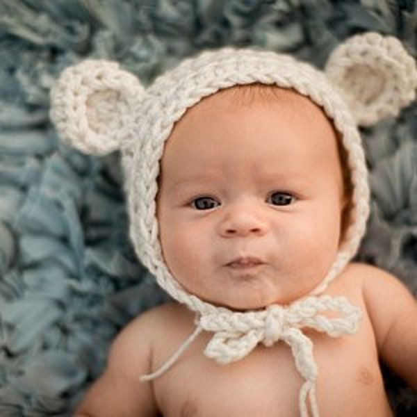 Crochet Baby Bear Bonnet Baby Boy Bonnet Baby Girl Bonnet Baby Bear Bonnet Baby Hat Baby Bear Hat Newborn Photo Prop Photography Prop