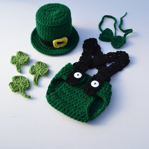 Crochet Baby St Patrick's Outfit: Leprechaun Hat & Diaper Cover Set bild 2