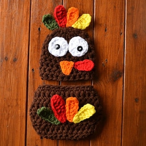 Baby Turkey Outfit Crochet Baby Newborn Thanksgiving Halloween Outfit Costume Set Baby Turkey Hat Turkey Photo Prop Baby Photography Props