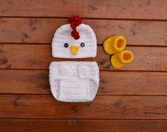 Crochet Baby Chicken Outfit, Photo Prop, Baby Shower Gift