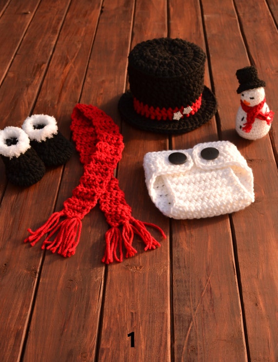 Snowman Baby Outfit, Newborn Christmas Set, Christmas Amigurumi
