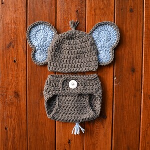 Elephant Newborn Outfit Newborn Elephant Outfit Crochet Baby Outfit Newborn Boy Photo Outfit Newborn Boy Hat Elephant Baby Outfit Knit Baby