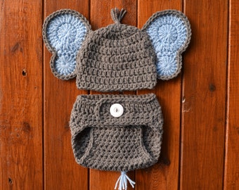 Elephant Newborn Outfit Newborn Elephant Outfit Crochet Baby Outfit Newborn Boy Photo Outfit Newborn Boy Hat Elephant Baby Outfit Knit Baby