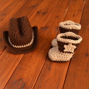 Cowboy Hat and Boots Set, Newborn Cowboy Hat, Boys Cowboy Hat, Baby Cowboy Boots, Baby Cowboy Photo Prop, Baby Cowboy, Crochet Baby Hat