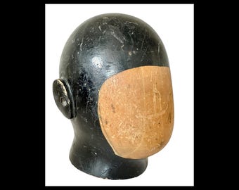 Antique Milliners  Wooden Helmut Head Form C. 1920