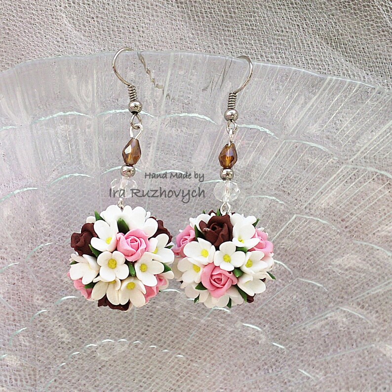 Polymer Clay Jewelry floral earrings Handmade Flowers Etsy