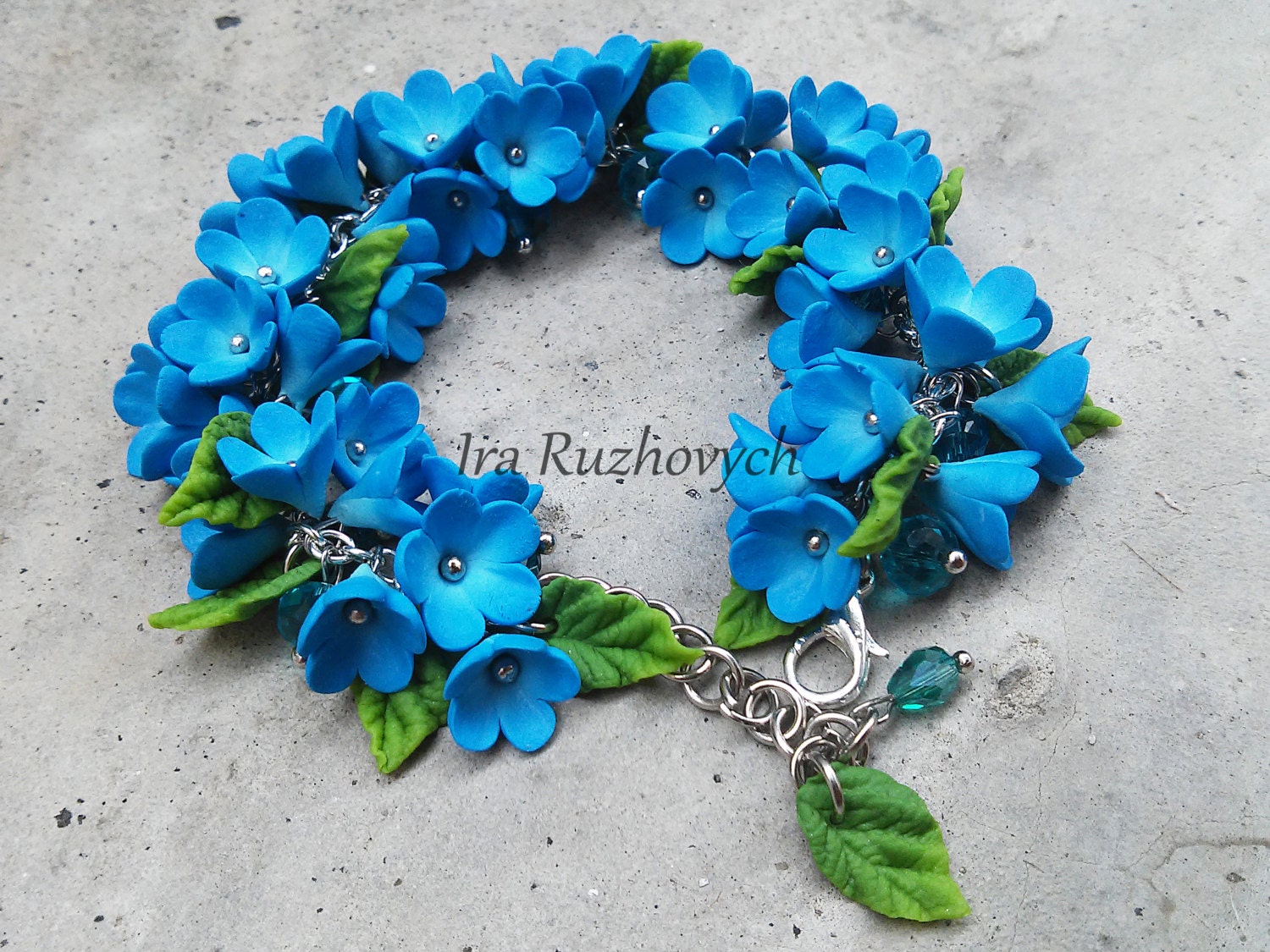 Polymer Clay Jewelry Flower Charm Bracelet Handmade Flowers Etsy
