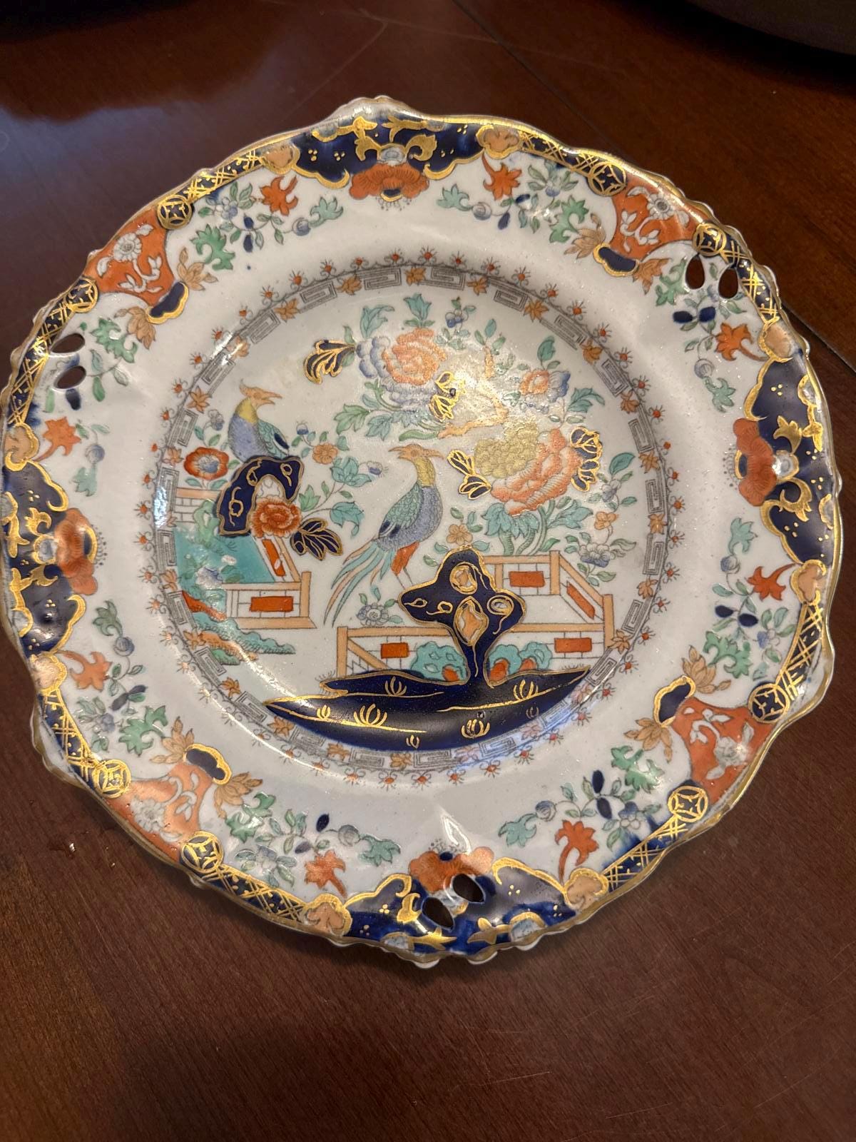 八角皿　古伊万里　菊文様　御所車　車輪　龍　竜　雲竜　明治　色絵付　赤絵　イ号 八角皿 古伊万里 菊文様 御所車 車輪 龍 竜 雲竜 明治 色絵付 赤絵 イ