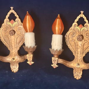 So Attractive and So Useful - Restored Pair of Antique Sconces Each w 2 Standard Bulbs for Ample Light Victorian Mission Spanish Revival