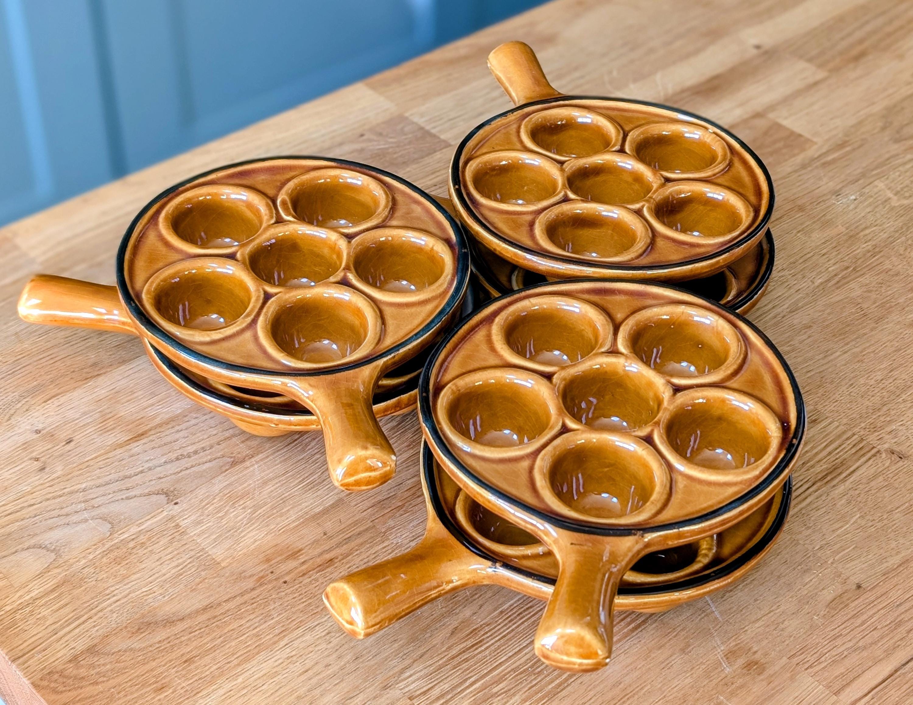 Lot de 6 Poêlons à escargots en porcelaine 12 trous - Maison