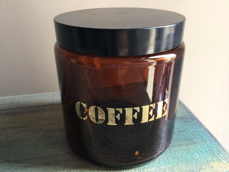 Vintage Amber Glass Storage Jars Tea Coffee Sugar Etsy