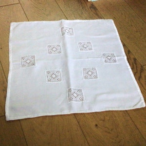 Vintage White Linen  Dresser/Tablecloth