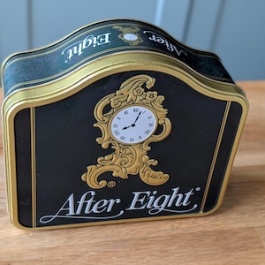 Empty After Eight Clock Shaped Tin