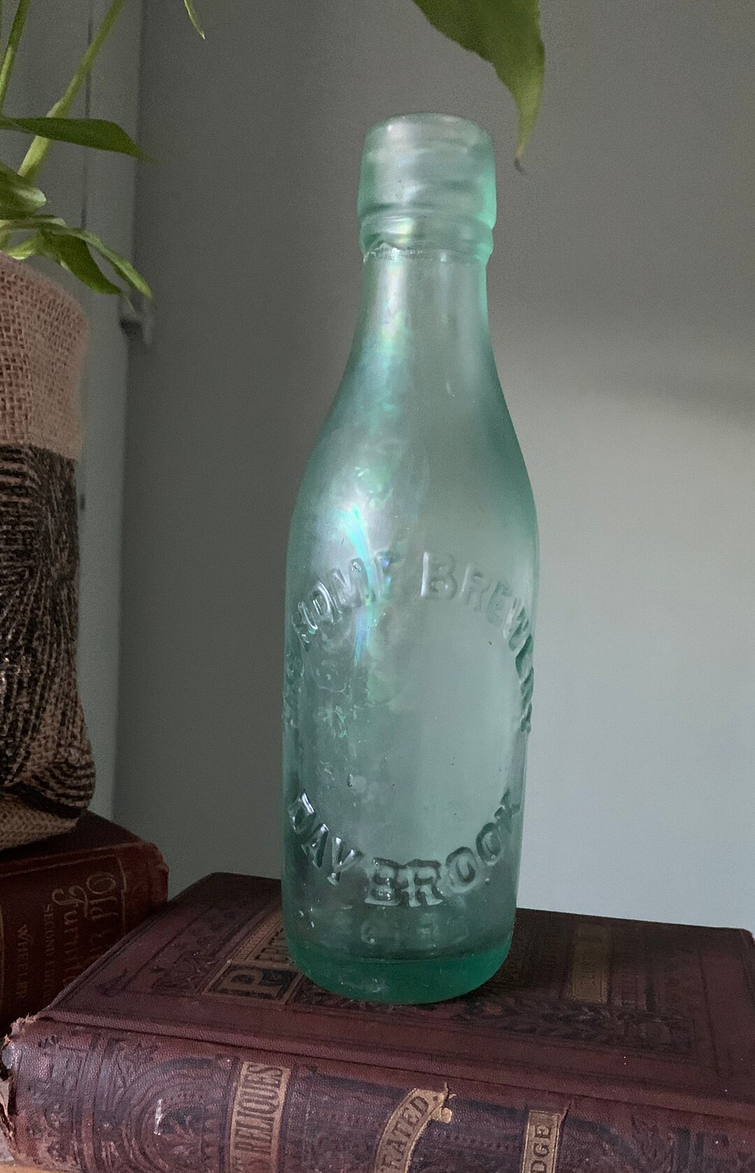Vintage Green Glass Beer Bottle Etsy