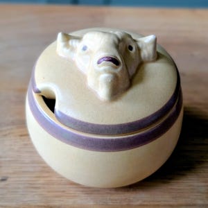 ヴィンテージ セラミック ブルズヘッド 蓋付き調味料ポット