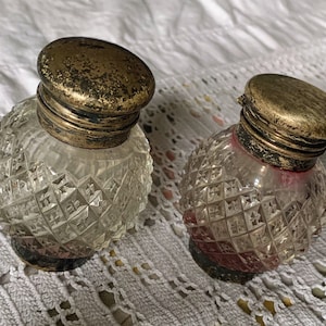 Set of 2 Cut Glass Perfume Bottles