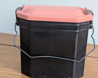 Vintage Black and Pink Enamel Lunch Tin