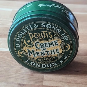 Boîte à crème de menthe vintage D.Politi & Sons
