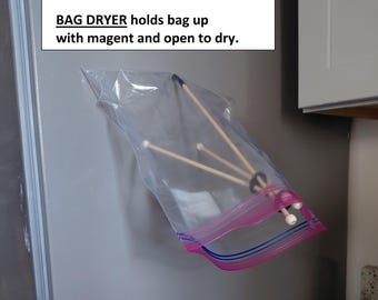 Hanging Plastic Bag Dryer: Magnetic Kitchen Storage, Folds Flat