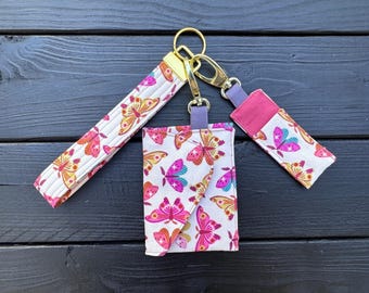 Pink Flutter Folk Wristlet Wallet Set