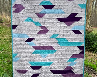 Purple Geometric Confetti Throw Quilt