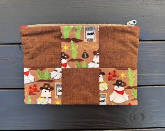 Whimsigoth Boo's & Boo-ts 6x9 Patchwork Zipper Pouch