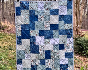 Navy Forest Baby Quilt
