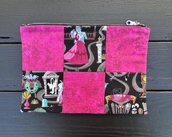 Pink "Grim Grinning Glow" 6x9 Patchwork Zipper Pouch