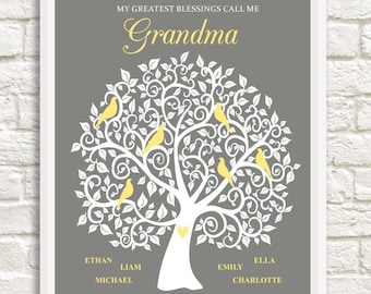 Mother's Day Gift for Grandma, Grandma Family Tree, Personalized Grandma Gift, Custom Family Tree for Grandma,  Gift for Grandma,