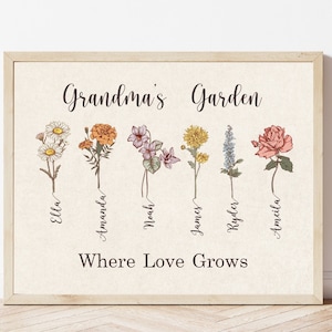 Mother&#39;s Day Gift for Grandma, Grandma&#39;s Garden, Birthflower Personalized Gift, Personalized Grandma Gift, Gift for Grandma,