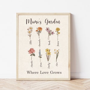 Mother&#39;s Day Gift for Mimi, Grandma&#39;s Garden, Birthflower Personalized Gift, Personalized Grandma Gift, Gift for Grandma Mother&#39;s Day Gift