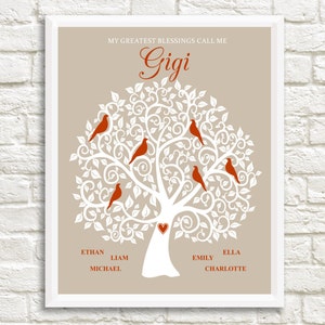 Gigi Family Tree, Christmas Gift for Gigi, Personalized Gift Gigi, Christmas Gift for Gigi, Personalized Mother's Day Gift, Gift for Gigi