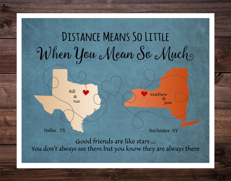 Gift for Friends, Christmas Gift for friends, Long Distance Friendship Map, Friends moving away, Housewarming Gift, Moving Away, Distance image 2