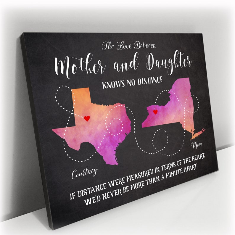 Gift for Mom Mother's Day Long Distance Map the Love Etsy