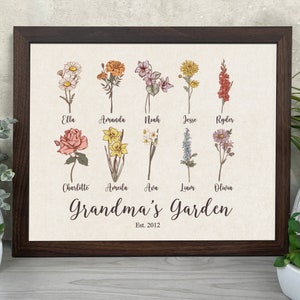 Gift for Grandma, Grandma&#39;s Garden, Birthflower Personalized Gift, Personalized Grandma Gift, Gift for Grandma, Grandkids, Mother&#39;s Day Gift
