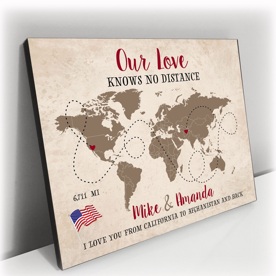 Long Distance Relationship Map World Map Deployment Gift - Etsy