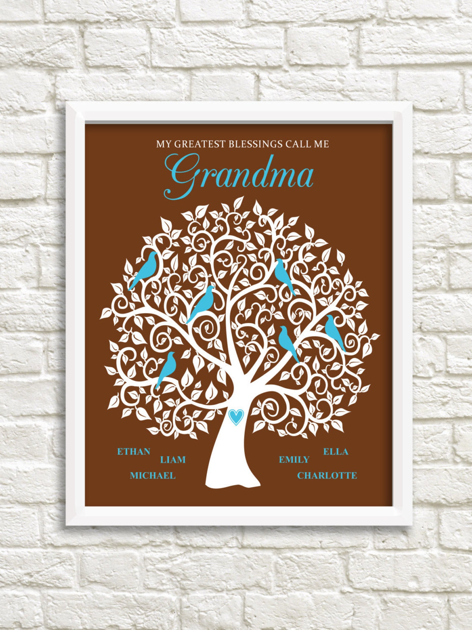 Grandma Family Tree Personalized Grandma Gift Mother's Etsy