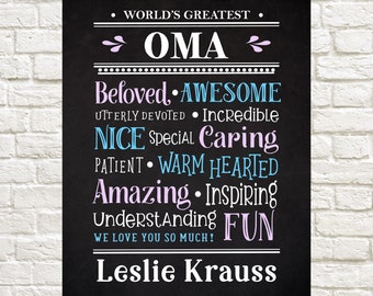 Gift for Oma, World's Greatest Oma, Christmas Gift for Oma, Personalized Gift for Oma, Wall Decor, Personalized Gift, Oma, Mother's Day Oma