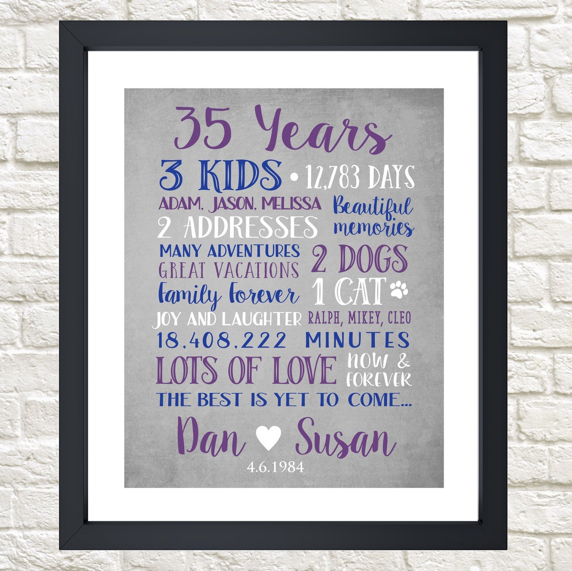 35th Anniversary Gift Gift for 35th Anniversary 35 Year | Etsy