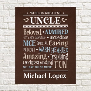 Gift for Uncle, World&#39;s Greatest Uncle, Christmas Gift for Uncle, Personalized Gift for Uncle, Wall Decor, Personalized Gift, Uncle